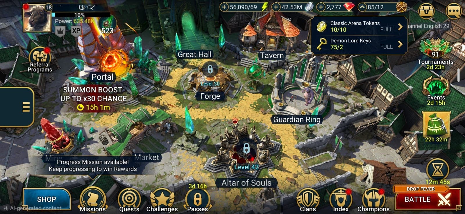 Great Starter Account - 23 Legendary (Sanguine Maria + Wythir) 47 Epic + 367 Rare. Energy-56090 + Silver-42.53m + Gems-2777. Gem Mine-lvl3. 271 Days. Promo Codes Work. Lots of Resources!