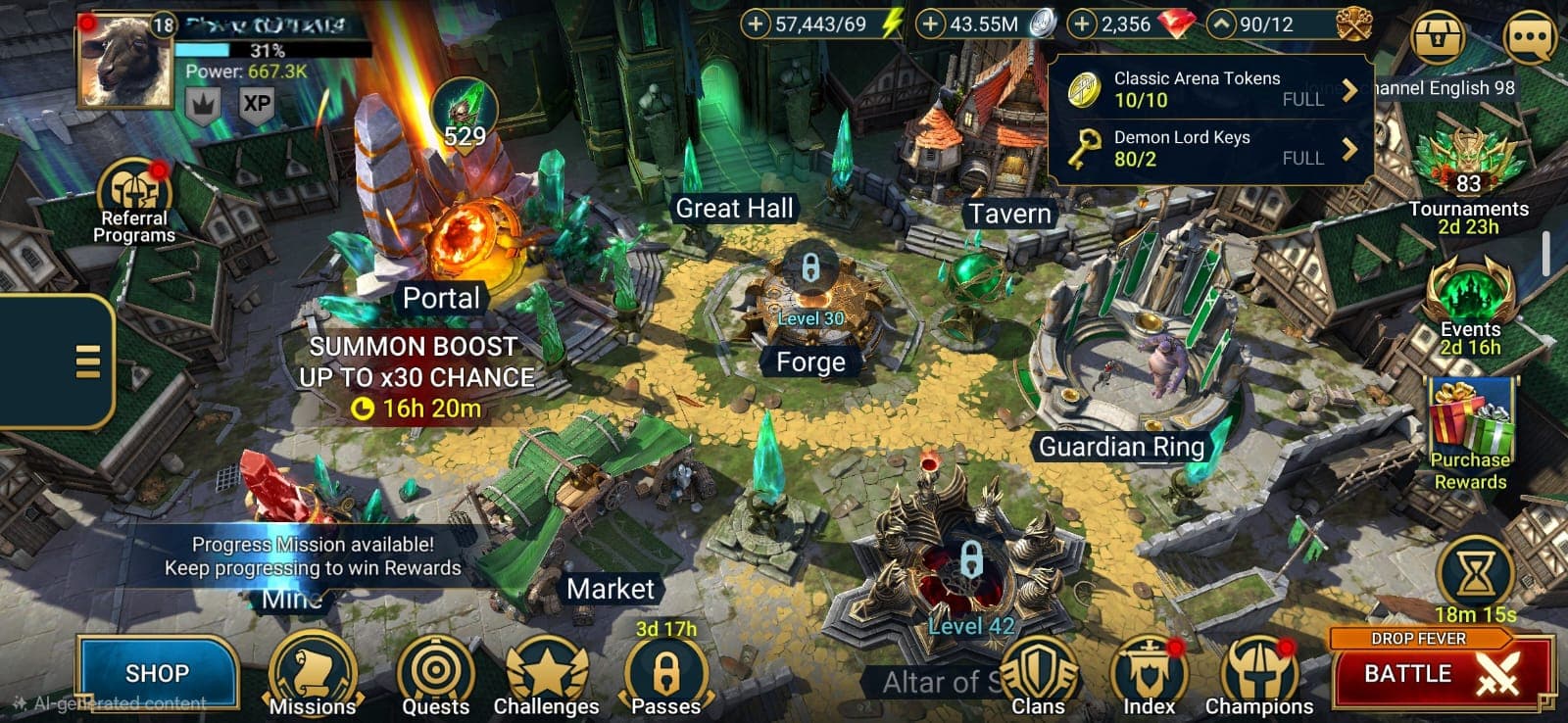 Great Starter Account - 26 Legendary(Varkos + Sydax) + 52 Epic + 376 Rare. Energy-57443 + Silver-43.55m + Gems-2356. Gem Mine-lvl3. 271+ Days. Promo Codes Work. Lots of Resources.